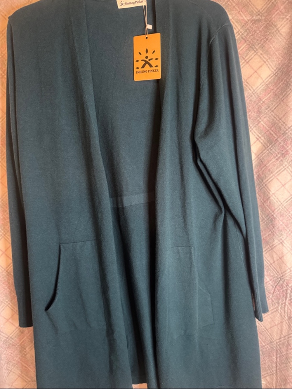 Women's Teal Open-Front Long Cardigan